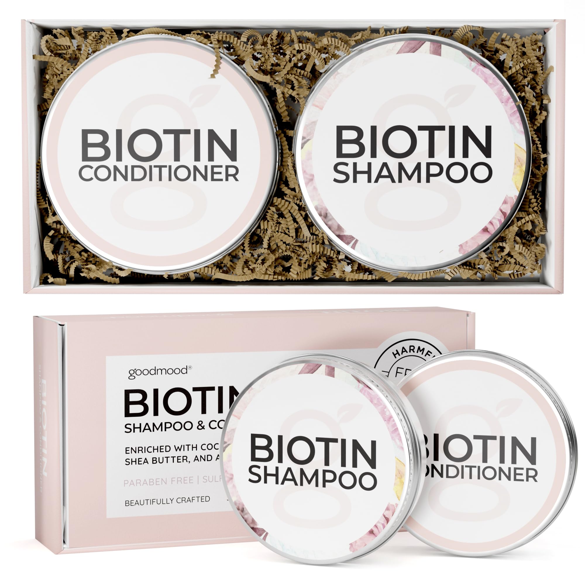 GoodMood Biotin Shampoo and Conditioner Bars, Solid Shampoo Bar Shampoo and Conditioner for Hair, Shampoo and Conditioner Bar, Shampoo Bars and Conditioner Set for Hair Growth for Thinning Hair Loss