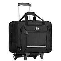 Rolling Laptop Bag with Wheels, Removable Water-Repellent Rolling Briefcase for Women and Men, Fits Up to 17.3 Inch Laptop Rolling Computer Bag, Black