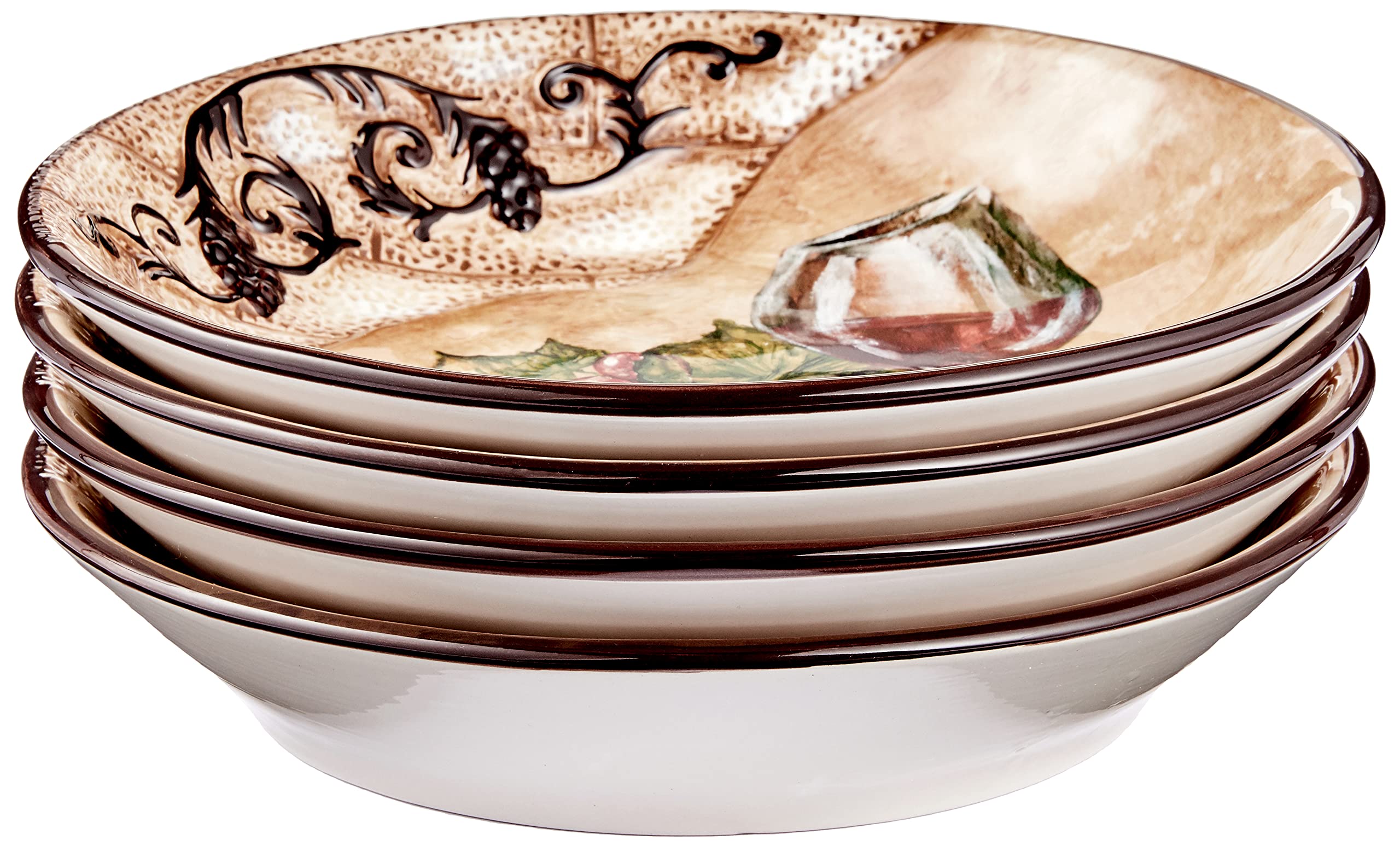 Certified International French Sunflowers Soup/Pasta Bowl, 9.25-Inch, Set of 4