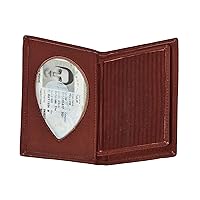 Leatherboss Genuine Leather Police Shield Shape Badge Holder Bifold Wallet, Burgundy