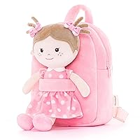Toddler Backpack Kids Backpacks with Soft Light Baby Dolls in Pink Polka Dots Dress 9.5