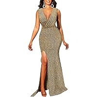 BestGirl Formal Long Sleeve Dress for Women Sequin Bodycon Ruched Sparkly Dresses
