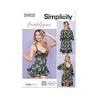 Simplicity Misses' and Women's Robe with Belt and Teddy Lingerie Sewing Pattern Packet by Madalynne Intimates, Design Code S9802, Sizes XS-S-M-L-XL, Multicolor