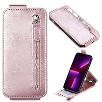XYX Wallet Case for Oppo A94 4G/F19 Pro/Reno 5 Lite, Slim Fit Up-Down Flip Leather Zipper Pocket Purse Case with Card Slot for Oppo F19 Pro, Rosegold