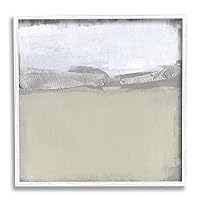 Stupell Industries Silver Ribbon Abstract Horizon Neutral Tone Landscape, Designed by Jennifer Goldberger White Framed Wall Art, 24 x 24, Grey