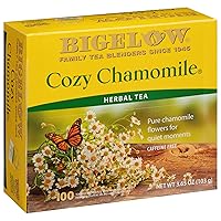 Bigelow Cozy Chamomile Herbal Tea,Caffeine Free Tea with Chamomile Flowers, 100 Count Box (Pack of 1)