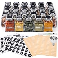 Unique Design Spice Jars with 372 Labels, 29-Pack 4.5 oz Personalized Cubic Clear Glass Spice Jars with Shakers, Lids, Empty Square Reusable Kitchen Storage Containers