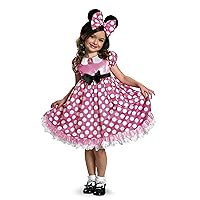 Disguise Disney Minnie Mouse Glow in the Dark Girls' Costume, Pink/White, Medium 7-8