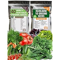 Ultimate Lettuce, Greens, Herbs and Vegetable Seeds - 50 Packets for Planting Outdoors and Indoors - Good for Hydroponic Garden - Heirloom, Non GMO and USA Grown