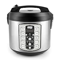 ARC-5000SB Digital Rice, Food Steamer, Slow, Grain Cooker, Stainless Exterior/Nonstick Pot, 10-cup uncooked/20-cup cooked/4QT, Silver, Black