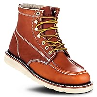 EverBoots Mens Work Boots for Men, Leather EverFit Lightweight Comfort Boot, Anti Slip & Shock Absorption, Soft Oil Grain, Goodyear Welt, Industrial Construction, Roofing, Electrician Moc Toe Wedge