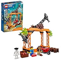 LEGO City Stuntz The Shark Attack Stunt Challenge Adventure Series Toy with Flywheel Powered Stunt Bike & Racer Minifigure, Toys for Kids Years Old and Up, 60342