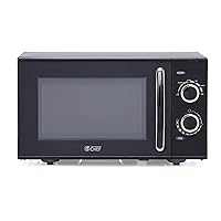 COMMERCIAL CHEF Rotary Dial Microwave with 6 Power Levels, Small Microwave with Pull Handle, 900W Countertop Microwave with Kitchen Timer, Microwave 0.9 Cu Ft with Rotary Dial Controls, Black