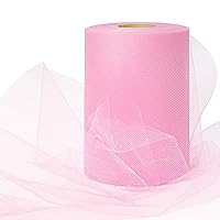 Expo International Decorative Matte Tulle, Spool of 6 Inches X 100 Yards, Polyester-Made Tulle Fabric, Matte Finish, Lightweight, Versatile, Washable, Easy-to-Use Pink