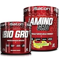 iSatori Bio-GRO Protein Synthesis Amplifier - Unflavored (60 Servings) Amino-GRO BCAA Powder - Frosted Lemonade (30 Servings)