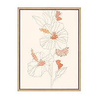 Kate and Laurel Sylvie Hilo Framed Canvas Wall Art by Kasey Free, 18x24 Natural, Tropical Floral Art