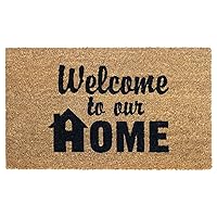 Black Tufted Welcome to Our Home Doormat, 18
