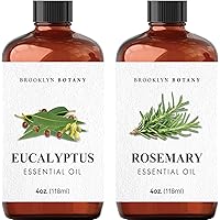 Eucalyptus Essential Oil & Rosemary Essential Oil Set – 100% Pure & Natural – 4 Fl Oz Therapeutic Grade Essential Oil with Glass Dropper - Essential Oil for Aromatherapy and Diffuser