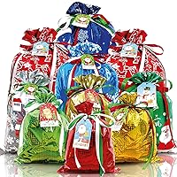 38Pcs Christmas Gift Bags, Gift Bags Assorted Sizes for Holiday Presents, Christmas Bags Small Medium Large Jumbo for Gift Wrapping, Xmas Gift Bags with Tags Ribbon Ties, Christmas Party Supplies