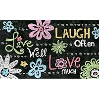 Toland Home Garden 800184 Live Laugh Love Chalkboard Flower Door Mat 18x30 Inch Outdoor Doormat for Entryway Indoor Entrance