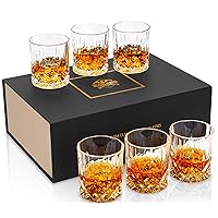 KANARS Whiskey Glasses Set of 6 with Elegant Gift Box,10 Oz Premium Old Fashioned Crystal Glass Tumbler for Liquor, Scotch, Cocktail or Bourbon Drinking, Gifts for Birthday Retirement Valentines Day