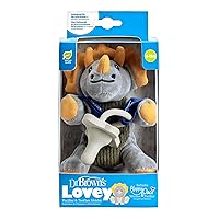 Dr. Brown's Baby Lovey Pacifier and Teether Holder, Triceratops with Gray HappyPaci, 100% Silicone, 0-6m