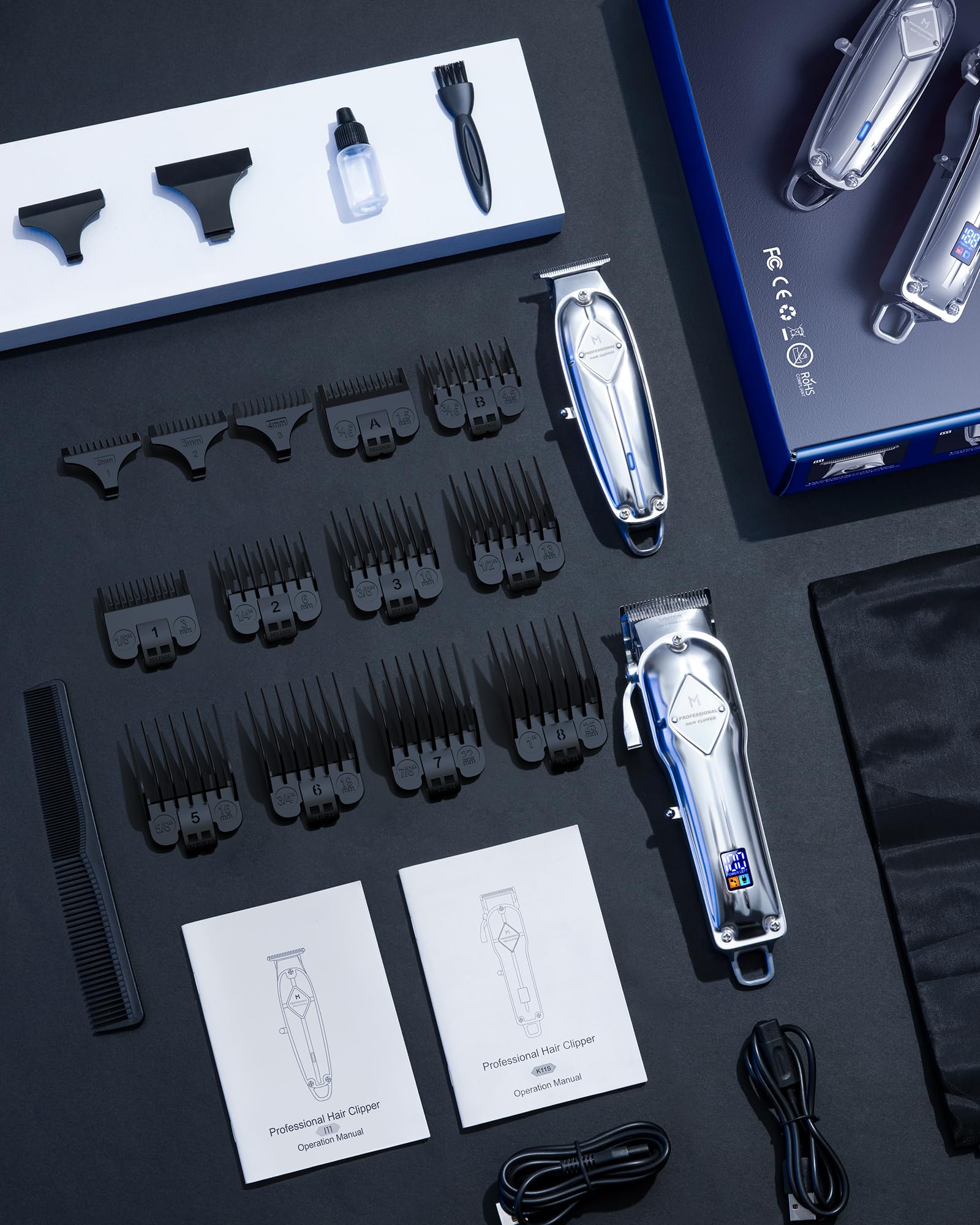 Limural Professional Hair Clippers and Trimmer Kit for Men - Cordless Barber Clipper + T Blade Outliner, Complete Hair Cutting Kits with 13 Premium Guards, LED Display, Taper Lever & 5 Hrs Runtime