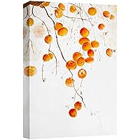 wall26 Canvas Print Wall Art Watercolor Tangerine Fruit on Tree Branch Nature Wilderness Illustrations Modern Rustic Scenic Multicolor Colorful for Living Room, Bedroom, Office - 32