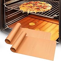 UBeesize 2 Pack Large Copper Oven Liners for Bottom of Oven BPA and PFOA Free, 16x24 Inch Thick Heavy Duty Non Stick Teflon Oven Mats for Electric, Gas, Toaster, Convection, Microwave Ovens Grills