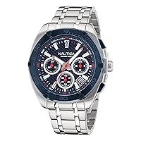 Nautica Men's NAPTCS304 Tin Can Bay Recycled (85%) Stainless Steel Bracelet & Blue Silicone Strap Watch