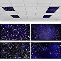 Pack of 4 Fluorescent Light Covers for Ceiling Lights, 4 x 2 ft, Magnetic Light Covers Classroom Light Filters Drop Fluorescent Light Shade Panel for Office Home School (Starry)