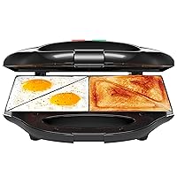 Chefman Portable Sandwich Maker, Compact, Nonstick, Electric Omelet Maker, Panini Press, Pocket Sandwich Press, and Quesadilla Maker, with Indicator Lights, Locking Lid, and Cord Storage