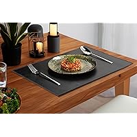 Customizable Premium Quality Placemats, 2.4 mm Vegetable Tanned Leather Placemats for Dining Table, Cafe & Restaurant Table-mats, Home Decor, 6 Pieces (Midnight Black)