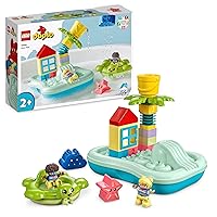 LEGO 10989 DUPLO Water Park, Bath Toys for 2 Year Old and Toddlers with Floating Island, Turtle and Starfish, Easy Clean Bath Water Toys