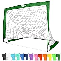 GoSports Team Tone 4 ft x 3 ft Portable Soccer Goal for Kids - Pop Up Net for Backyard - Dark Green