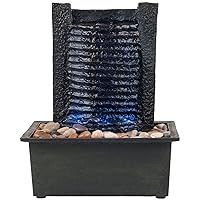 Indoor Fountain with LED Lights – Lighted Tabletop Water Feature with Stone Wall and Soothing Sound – Zen Décor for Home or Office by Pure Garden