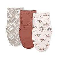 Ingenuity SwaddleMe Monogram Collection Swaddle, 3-Pack, for Ages 0-3 Months - Rising Sun