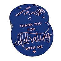 Real Rose Gold Foil Thank You for Celebrating with Me Birthday Tags Favor Hang Paper Tags 50 Pieces