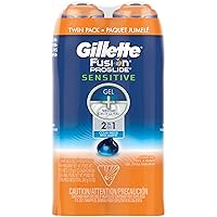 Gillette Fusion ProGlide Sensitive 2 in 1 Shave Gel, Ocean Breeze, Pack of 2, 12 oz Total