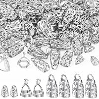 80Pcs Brass Pendant Hexagon Bead Cap Pendant Bails and 36Pcs 2 Styles Cone Platinum Brass Bead Cap Bails Pinch Bails for DIY Craft Jewelry Making