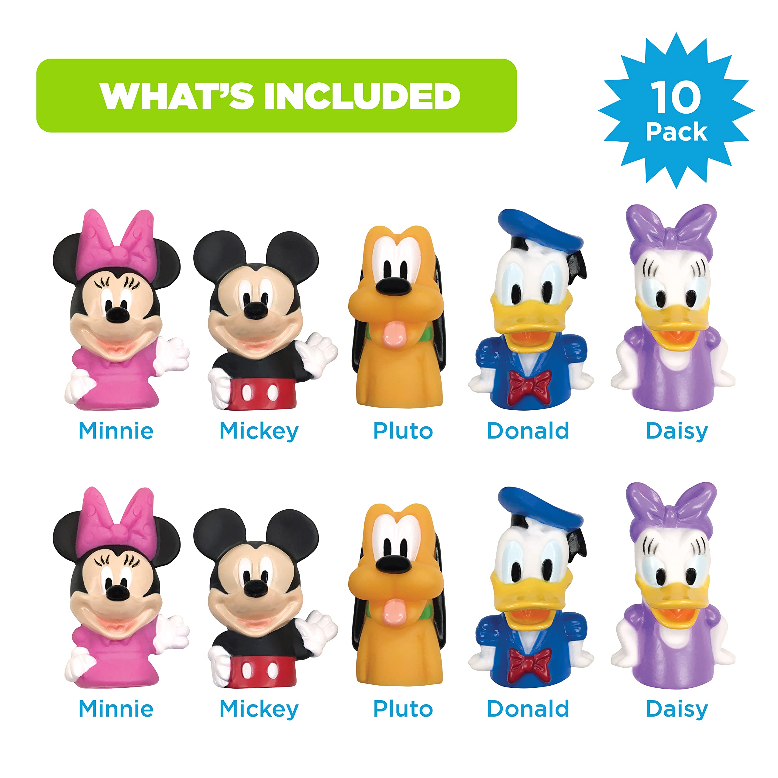 Disney Mickey Mouse & Friends 10 Piece Finger Puppet Set –Party Favors, Educational, Bath Toys, Floating Pool Toys, Beach Toys, Finger Toys, Playtime
