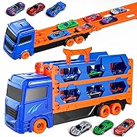 Toddler Toys for 3 4 5 6 Years Old Boys, Die-Cast Transport Truck Car Toys 6-Inch Race Track for Boys Kids, Toddler Car Toys Set for Kids Boys Girls