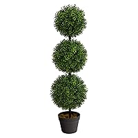 3ft. Artificial Triple Ball Boxwood Topiary Tree (Indoor/Outdoor) T2021, Green