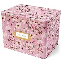 Jot & Mark Greeting Card Organizer Tin Box with Dividers, Cards, and Envelopes (Magnolia)