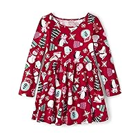 The Children's Place baby girls Long Sleeve Knit Casual Skater Dress