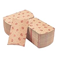 Airssory 100 Pcs 5x3 Inch Strawberry Pattern Paper Pillow Boxes Box Treat Containers for Christmas Birthday Holiday Wedding Baby Gifts Packing