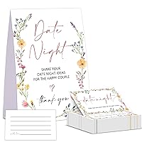 Wildflowers Date Night Game, Date Night Ideas Sign with 50 Cards, Bridal Shower Game, Boho Bridal Shower Decorations, Wedding Date Night Advice - 07