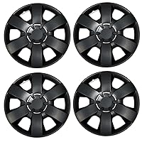 WC3-14-226-B - Pack of 4 Hubcaps - 14-Inches | Black | Style 226 Style Snap-On (Pop-On) Type Matte Black Wheel Covers Hub-caps