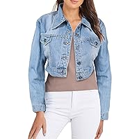 A2Z Ladies Women Fashion Denim Jacket Premium 100% Cotton Casual Fashion Vintage Faded Classic Jeans Streetwear Urban Jeans