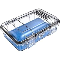 Pelican M50 Micro Case - Waterproof Case (Dry Box, Field Box) for iPhone, GoPro, Camera, Camping, Fishing, Hiking, Kayak, Beach and More (Blue/Clear)